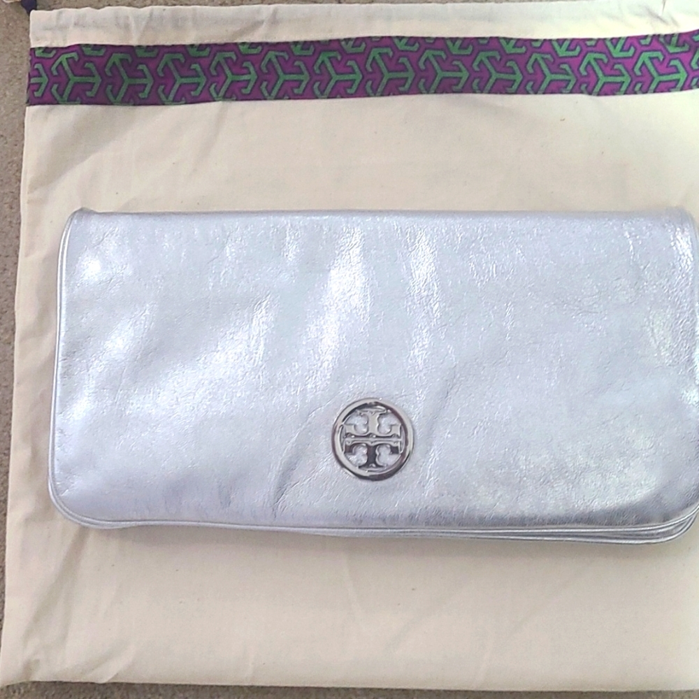 Tory Burch metallic clutch